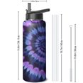Purple and Black Tie Dye Pattern Insulated Water Bottle with Straw ...