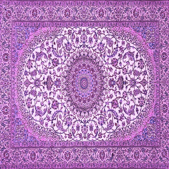 Ahgly Company Indoor Square Medallion Purple Traditional Area Rugs, 6' Square