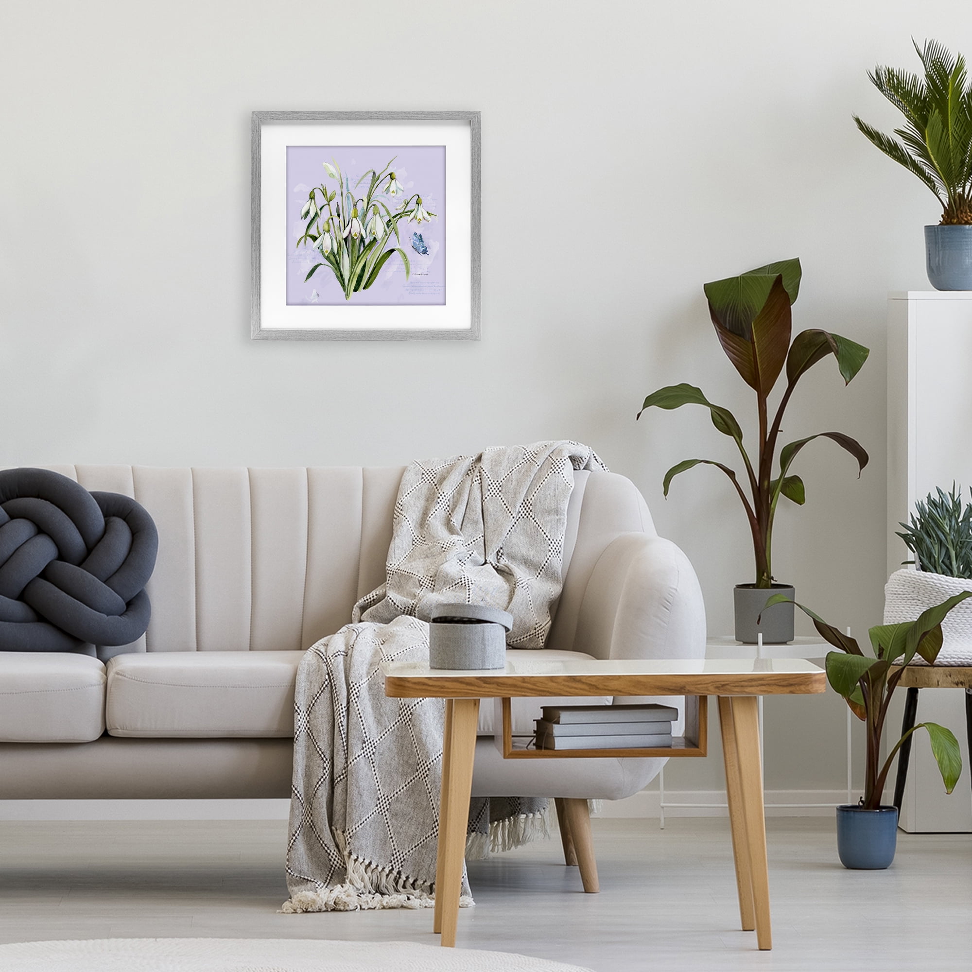 Stupell Industries Snowdrops with Vintage Writings Gray Framed Print Under Glass, design by Susan Winget