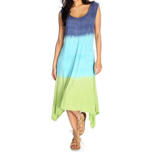 Indigo Thread Co. Women's Knit & Woven Dip-Dye Dress in Blue/Green - XS ...