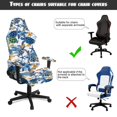 thumbnail image 6 of SCRAWLGOD Sea Turtle Starfish Print Blue White Print Gaming Chair Slipcover, 4 Pieces Stretchable Rotating Chair Slipcovers with Armrest Cover Dustproof Reclining Gaming Seat Covers with Zipper, 6 of 7