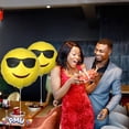thumbnail image 6 of PMU 3 Pcs Emoji Too Cool Sunglasses Smiley Face Balloon 9 Inch Pre-Inflated with Stick and Fringe Ribbons Funny Balloons Party Birthday Decorations (Sunglasses), 6 of 6