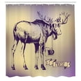 thumbnail image 3 of Ambesonne Moose Shower Curtain, Hipster Deer with Camera, 69"Wx70"L, Purple Beige, 3 of 5