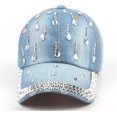 thumbnail image 2 of CoCoMangos Womens Bling Denim Baseball Cap Diamond Jean Hip Hop Hat Sparkle Rhinestone Hats, 2 of 5
