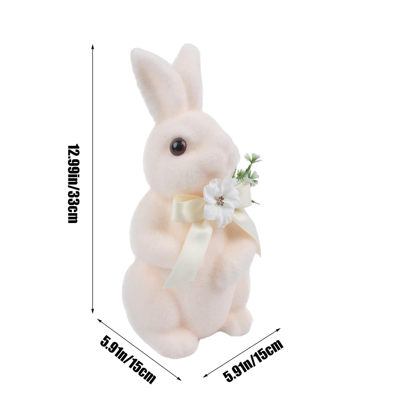 Moss Flocked Bunny Statue, Artificial Grass Easter Decor, Spring Garden Patio Table Centerpiece(Pink-B)