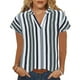 thumbnail image 1 of Camisetas de Manga Corta para las Mujeres Moda Casual Rayas Impreso Hombro a Mangas Cuello en V, 1 of 5