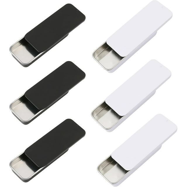 Vagocom 6-Piece Metal Tin Box Containers Set,Dental Floss Portable Case - 3.15 x 1.34 x 0.4 Inches Mini Empty Slide Top Tin Case