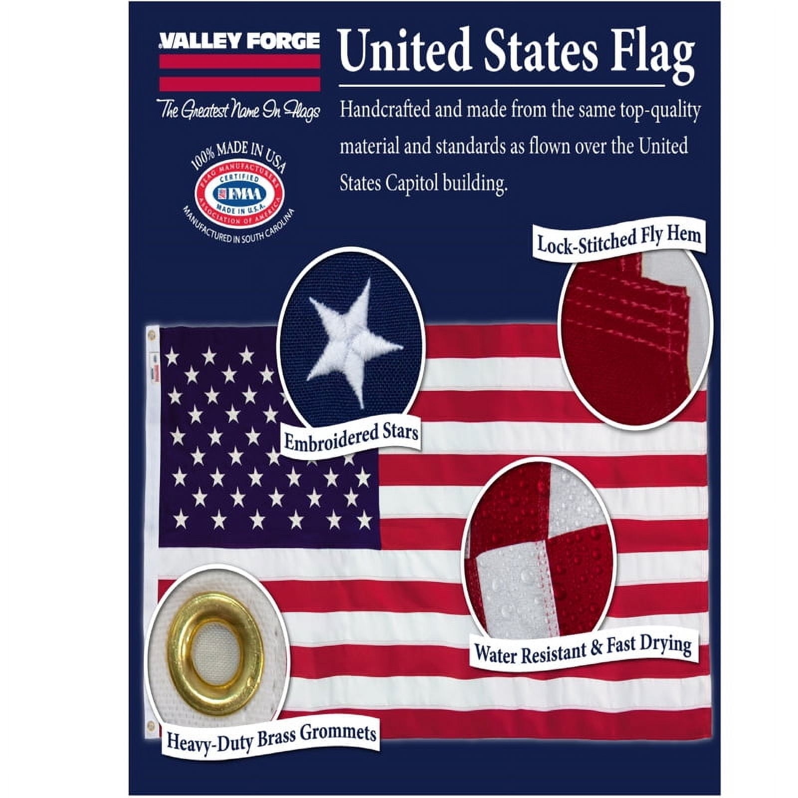 Valley Forge USDT3 Flag 3 ft W 5 ft H Polyester