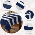 thumbnail image 5 of Navy Blue Stripe Table Cloth Waterproof Tablecloths, Modern Simple Geometric White Striped Tablecloth Dining Table Cover for Kitchen Party Tabletop Outdoor, Rectangle Tablecloth 52x70 Inch, 5 of 9