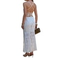 thumbnail image 4 of Jaimenalin Women'S Bodycon Lace Maxi Dress Elegant Formal Spaghetti Strap Cowl Neck Evening Party Dresses White S, 4 of 9