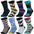 thumbnail image 2 of Falari 8 Pairs Men Fancy Colorful Funny Novelty Casual Dress Crew Socks, 2 of 2