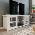 thumbnail image 1 of BizChair Classic Four Pane Glass Door TV Stand up to 80" TVs - White Birch Wood Grain Finish - 65" Engineered Wood Frame - 3 Shelves, 1 of 10