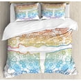 thumbnail image 1 of Yoga Duvet Cover Set King Size, Woman Doing Warrior 3 Pose Virabhadrasana on Mandala Inspired Floral Backdrop Balance, Decorative 3 Piece Bedding Set with 2 Pillow Shams, Multicolor, by Ambesonne, 1 of 3