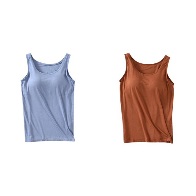 2 Pack(Light Blue 1PCS & Brick Red 1PCS) Multipack Womens Tank 30Th Birthday Tops for Women Tops with Built