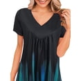 thumbnail image 2 of Gvmfive Women Summer Pleated Short Sleeve Tunic Tops Printed Casual Loose T-shirt Blouse, 2 of 6