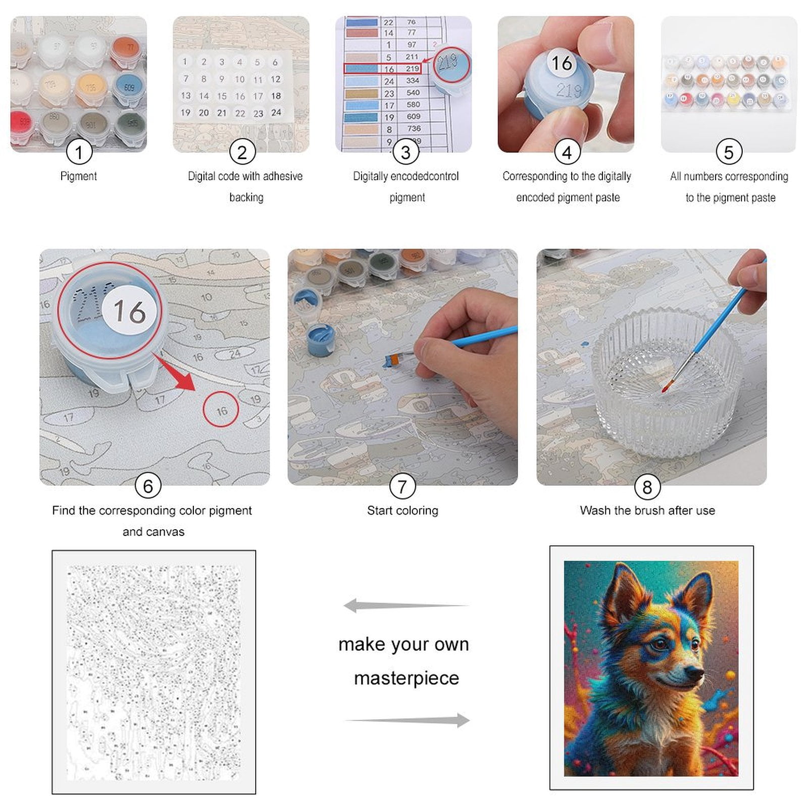 Paint By Numbers Kit for Adults Beginner - DIY Colorful Canine Art Imagination Canvas Painting Kits for Adults, Frameless Paint By Number for Adults for Home Wall Decor 16x20 Inch
