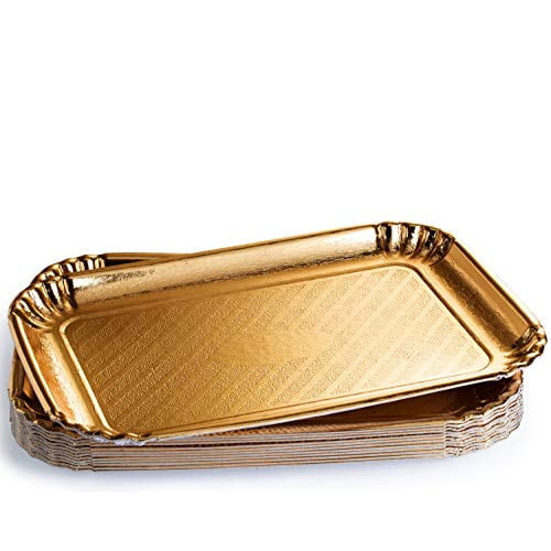 Chefcity 12 Pack Gold Serving Trays Disposable Rectangle Cookie Tray Sturdy Paper Cardboard Serving Platters For Dessert Food Safe Non Toxic Great For Birthday Party Wedding 9 X 13 Walmart Com Walmart Com