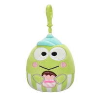 Squishmallows 3.5" Clip-On Hello Kitty Keroppi Holding Cupcake