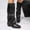 Black, variant on Knee High Boots Women, Fold Over Shark Boots Pointed Toe Block Heels Wide Calf,Minimalist Street Style Faux Leather Boots for Fall & Winter Black 9.5(43)