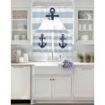 thumbnail image 3 of Aqua Stripe Nautical Swag Kitchen Curtains Sets for Windows 24 Inch Length, Navy Blue Anchor Summer Coastal Short Window Curtain Panels Swags Valances and Tiers 3 Piece Set for Cafe/Dining Room, 3 of 5