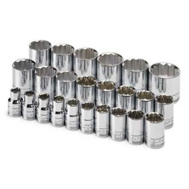 SK Hand Tools 1924 24 Piece 12 Point Standard Metric Socket Set 1/2 Inch Drive