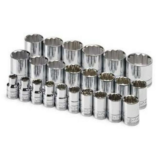 SK Hand Tools 1924 24 Piece 12 Point Standard Metric Socket Set 1/2