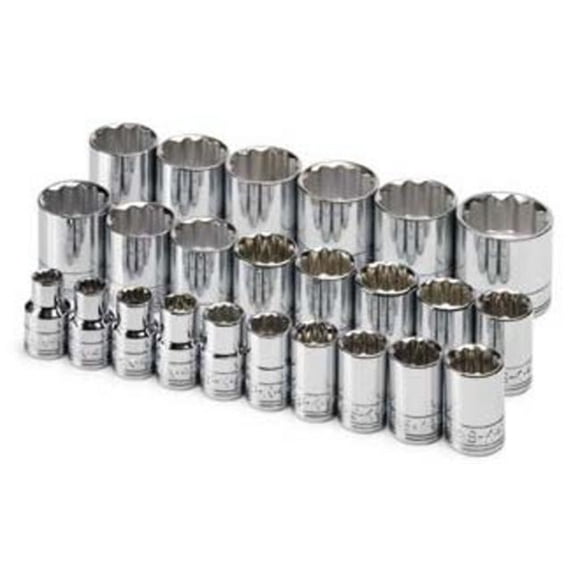SK Hand Tools 1924 24 Piece 12 Point Standard Metric Socket Set 1/2 Inch Drive