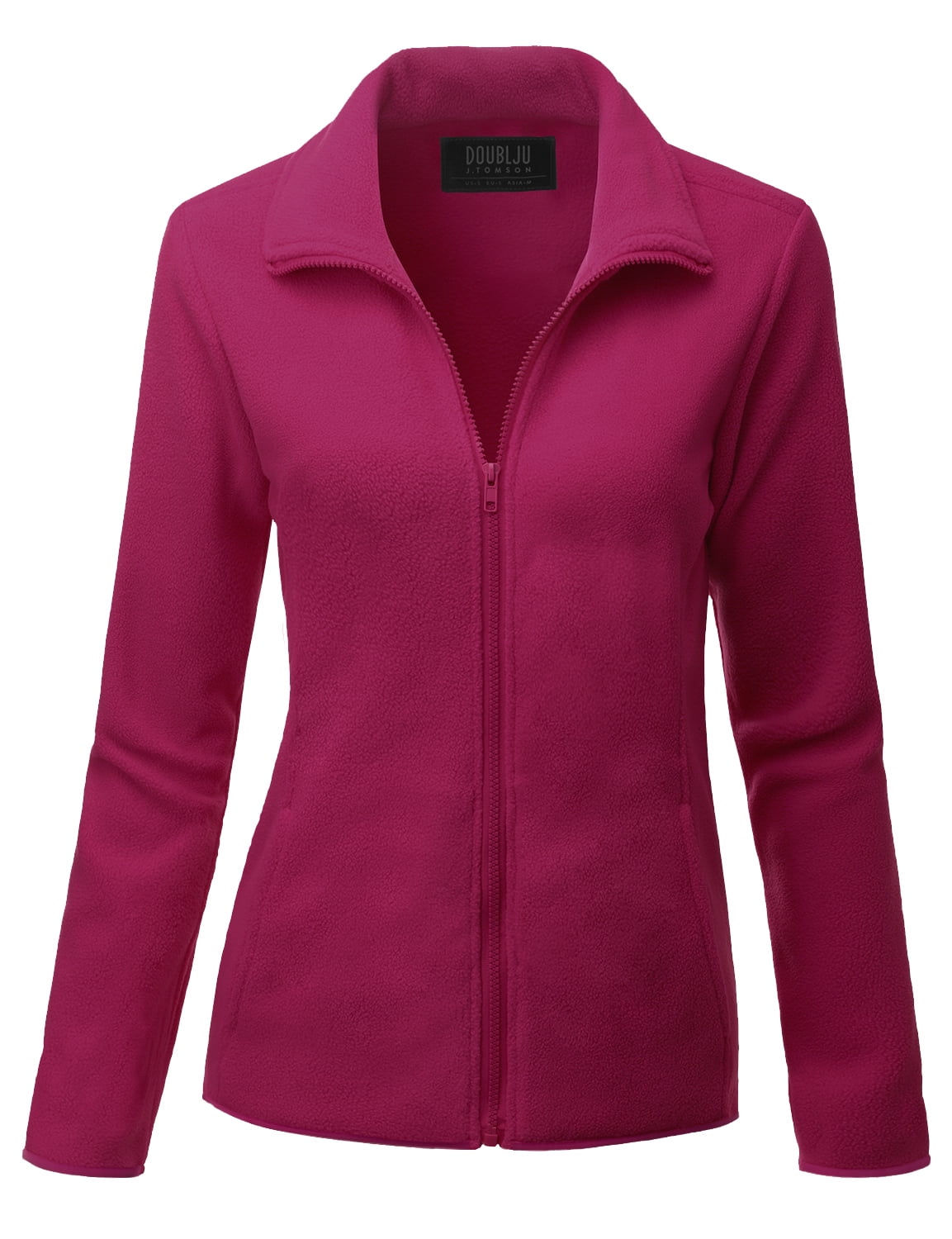 Doublju Women's Full Zip Up Fleece Jacket With Pockets (Plus Size Available)