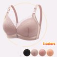thumbnail image 2 of Fesfesfes Bras for Women Solid Color Mesh Lace Patchwork Bras No Underwire Side Stowed Bras Zircon Metal Pendant Gather Push Up Bras Underwear, 2 of 6
