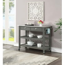 Convenience Concepts American Heritage 3 Tier Stainless Steel Kitchen Cart with Drawers, Wirebrush Dark/Stainless Steel