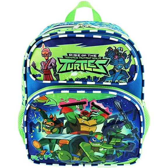 Teen Mutant Ninja Turtles Small Unisex Backpack 12" from Rise of TMNT Green and Blue