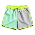 thumbnail image 2 of CUZIBR Boys Swim Trunks Color Block Athletic Wide Leg Beach Shorts Elastic Drawstring Waist Quick Dry Lightweight Running Workout Gym Beach Casual Summer Sport Bottoms,Green,5-6 Years, 2 of 4