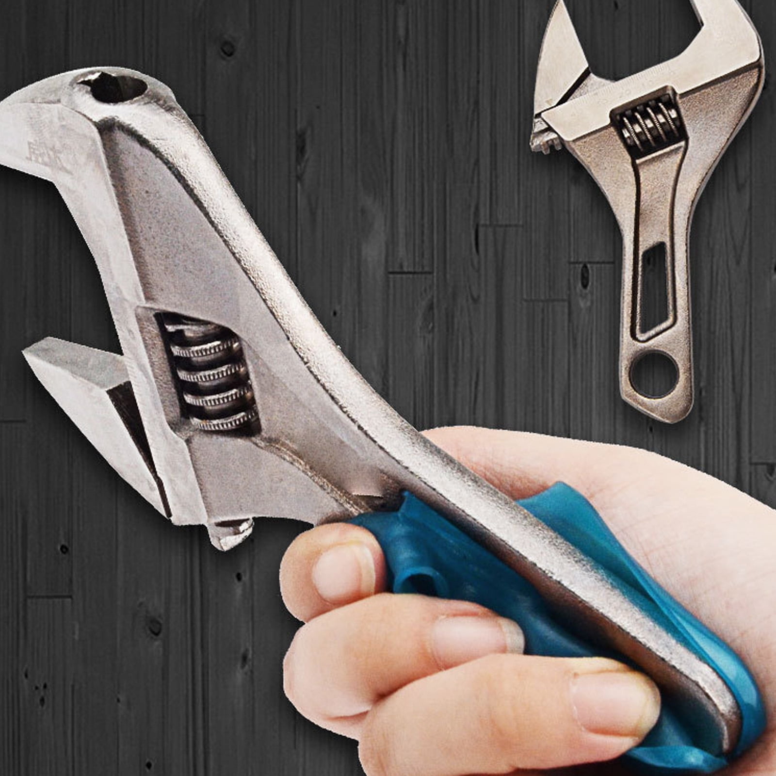 Compact Adjustable Wrench with Wide Jaw - Carbon Steel Ergonomic Grip for Plumbing Mechanical Maintenance