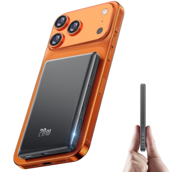 MagSafe Portable Charger, Ultra Slim 10000mAh Magnetic Power Bank, 20W PD Fast Charging Wireless Power Bank Compatible with iPhone 17/16/15/14/13 Pro Max, Black