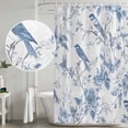 thumbnail image 4 of White Blue Spring Floral Shower Curtain Set - 72" x 78" Washable Bathtub Curtain with 12 Hooks, Summer Birds Botanical Waterproof Fabric Stall Shower Curtains for Bathroom/Bathtub Décor, 4 of 6