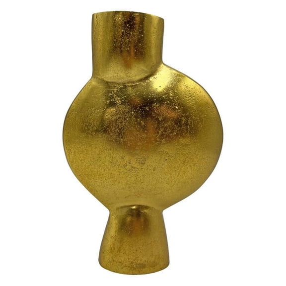 Pemberly Row 8.5" Decorative Handmade Aluminum Abstract Round Flower Vase - Gold