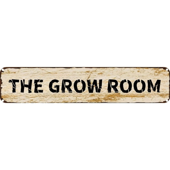 Vintage Tin Sign Retro Metal Wall Decor THE GROW ROOM Rustic Aluminum Plaque for Home,Bar,Kitchen,Garage,Man Cave 4x16 Inch