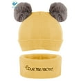 thumbnail image 2 of Deago 2Pcs Newborn Kids Baby Boy Girl Pompom Hat Winter Warm Knit Bobble Beanie Cap Scarf Set (Yellow), 2 of 8