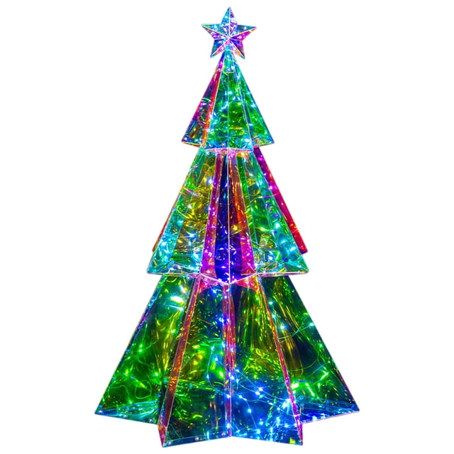 LED Light Up Artificial Christmas Tree with Star Topper Prelit Holiday Decoration for Indoor Outdoor Festive Display