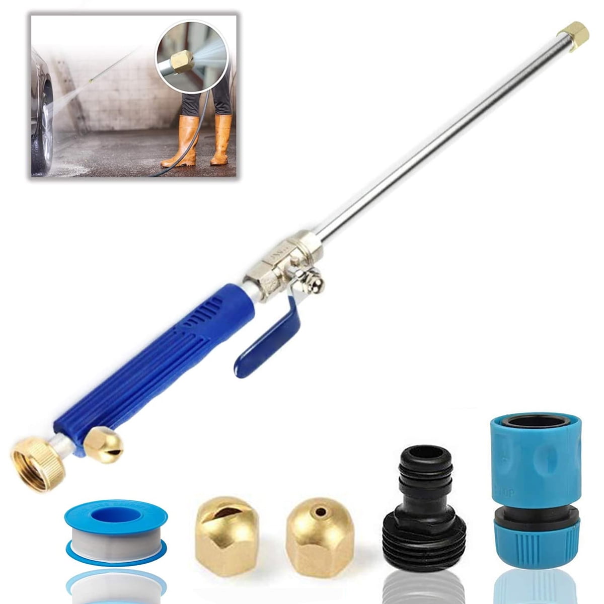 High Pressure Sprayer Water Spray Nozzle Metal Washer Wand Portable