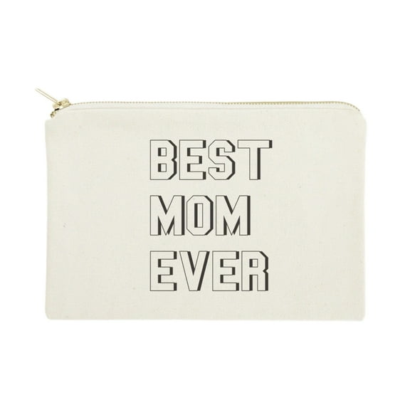 Modern Best Mom Ever Cotton Canvas Cosmetic Bag