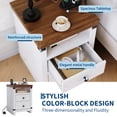 thumbnail image 4 of Kicctian Nightstand with Charging Station, USB Ports and AC Outlets, White Modern Rustic Bedside Table with 2 Drawers and Open Shelf, Sturdy End Table for Bedroom, Living Room, 4 of 8