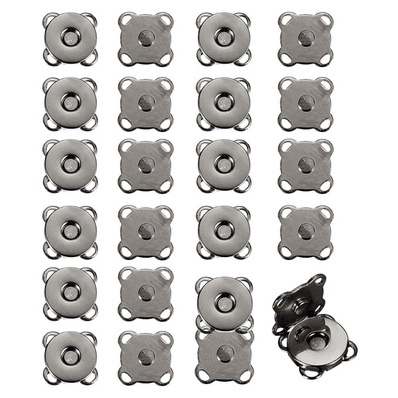 Uxcell 12 Sets Magnetic Snap Buttons, 10 mm Plum Blossom Sewing on Snaps Closures, Clasp Buttons Fasteners for Sewing Leather Purse Clothes DIY Craft, Black