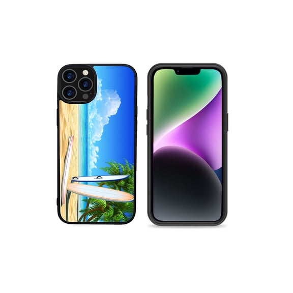 Phone Case for Apple iPhone 14 Pro Max Hybrid Print Design Vintage Pattern Fashion Rubber Hard PC TPU Shockproof Slim Fit Frame Cover [ SUMMER IN PARADISE ]