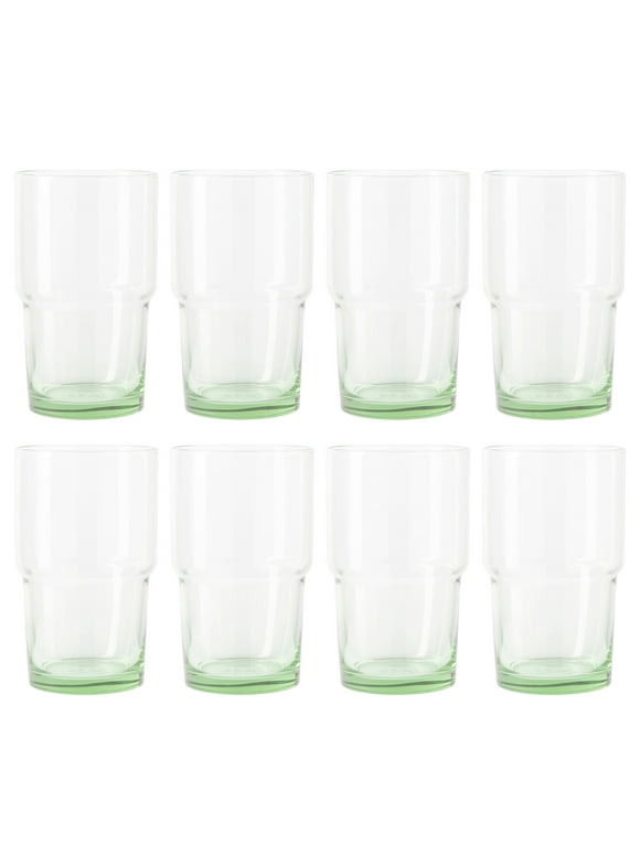 Better Homes & Gardens Clear Green Glass, Glassware, 8 Pack, 15 oz