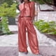 thumbnail image 2 of Conjunto de dos piezas para mujer con chaleco brillante y pantalones anchos: conjunto de top corto sin mangas y cuello redondo, tallas S-XXXXXL, 2 of 8