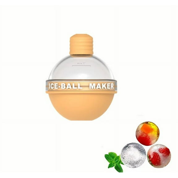 Ice Ball Maker Mold, Silicone Round Sphere Ice Molds, Whiskey Ice Mold, 2.5 Inch Ice Balls for Whiskey Cocktails - Easy Release(Yellow)