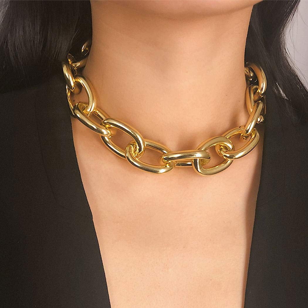 Chunky Choker Necklace Gold Cuban Link Chain Thick Necklaces Punk