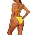 thumbnail image 3 of INSPIRAR CHIC Conjuntos de Bikini de Dos Piezas con Volantes y Pliegues, Sujetador Push Up, Bikini de Corte Alto con Lazos, Trajes de Baño Medianos Amarillos, 3 of 5