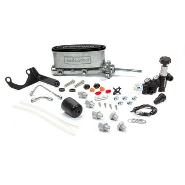 Wilwood Compact Tandem M/C - 7/8in Bore - w/Bracket and Valve (Pushrod) - Black